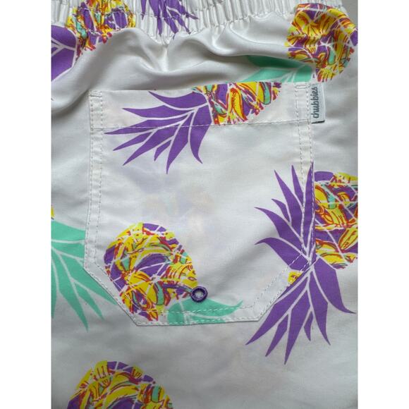Chubbies Colorful Pineapple White Beach Pool Vacation Drawstring Swim Trunks XXL - Picture 3 of 8
